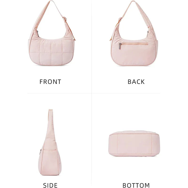 Quilted Nylon Tote Handbag