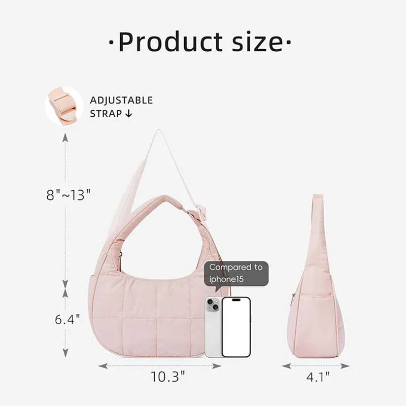 Quilted Nylon Tote Handbag