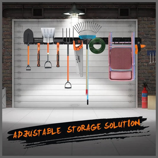 Heavy-Duty Steel Garage Storage Rack – Adjustable Wall Mount Organizer System (64” Total Length)
